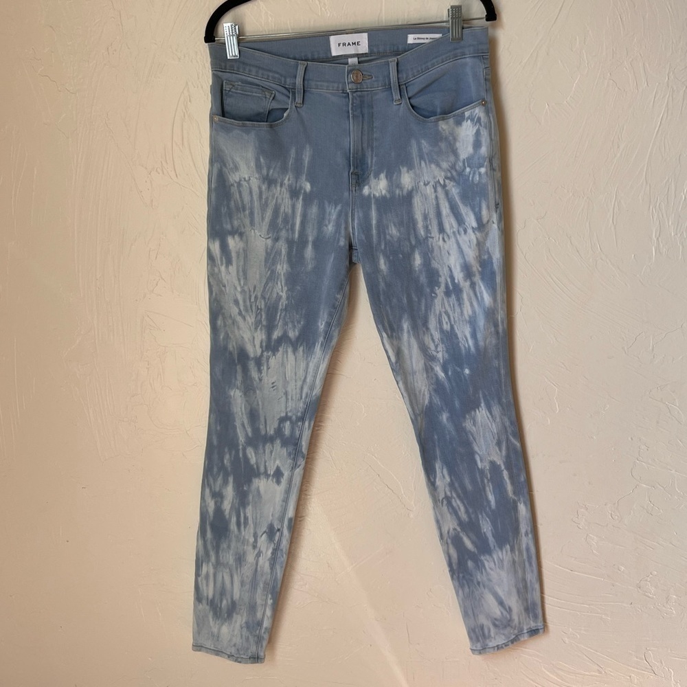Nwt Frame Le Skinny De Jeanne Blue Tie Dye Jeans Size 32